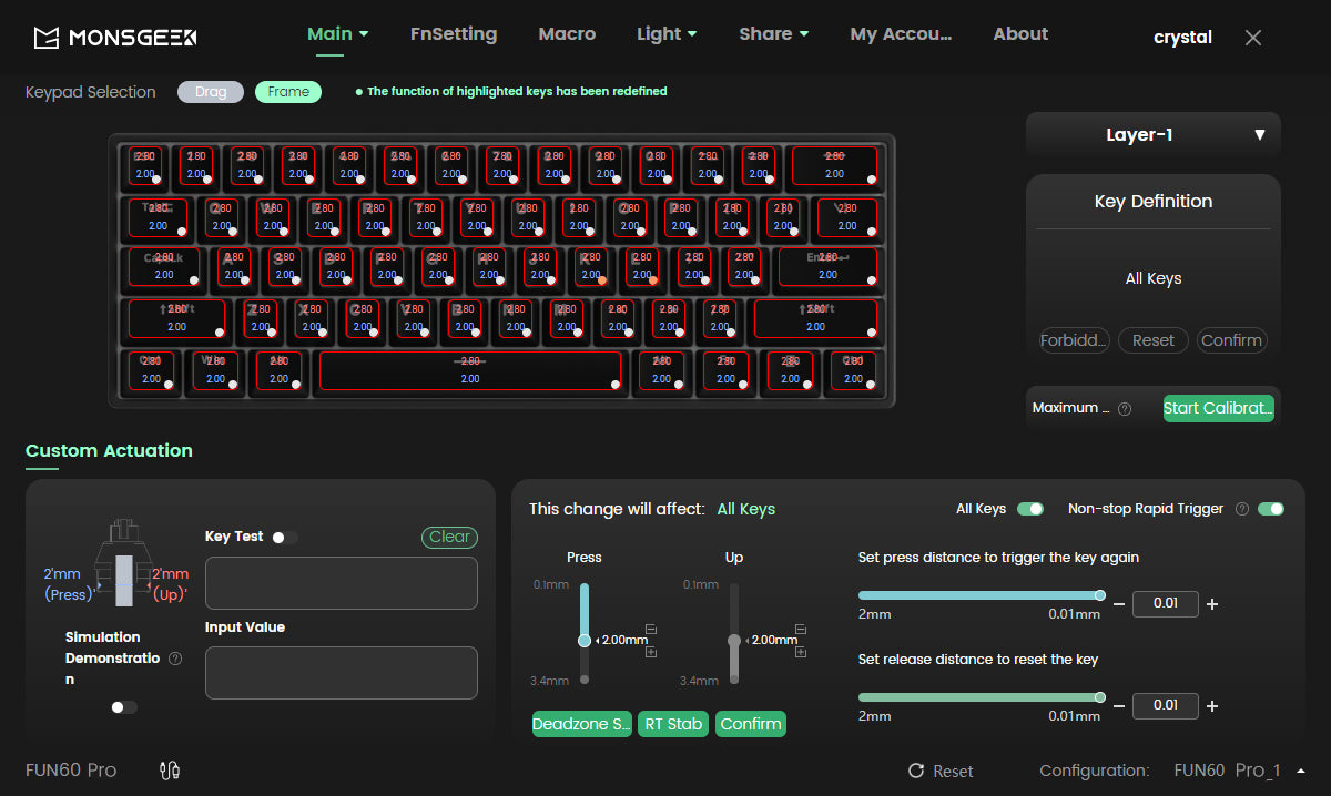 MonsGAkkoeek FUN60 Mechanical Keyboard Magnetic Switch 60% Gaming Keyboards Rapid Trigger 0.01mm 8K ARGB HE/TMR Custom Keyboard
