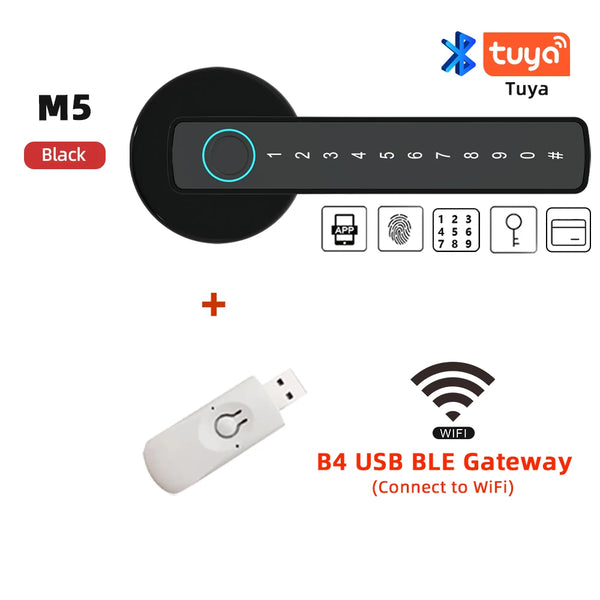 RAYKUBE Tuya BLE Fingerprint Door Lock Digital Electronic Lock with Password/Key/IC Card/ Smartlife/ Tuya APP Unlock