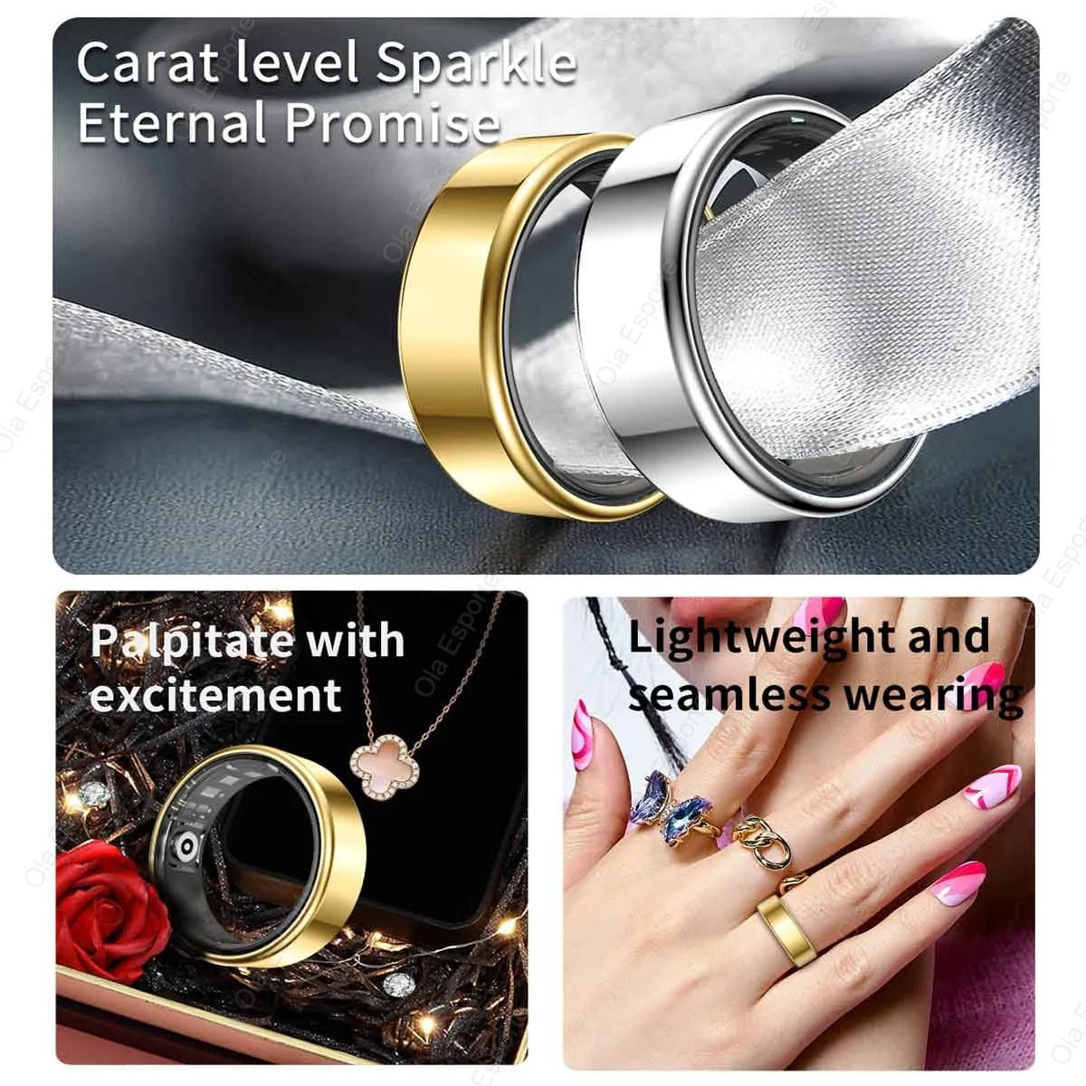 Smart Ring Newest Intelligent Wearable Device For Men Women Bluetooth Heart Rate Sleep Health Monitor Waterproof for IOS Android