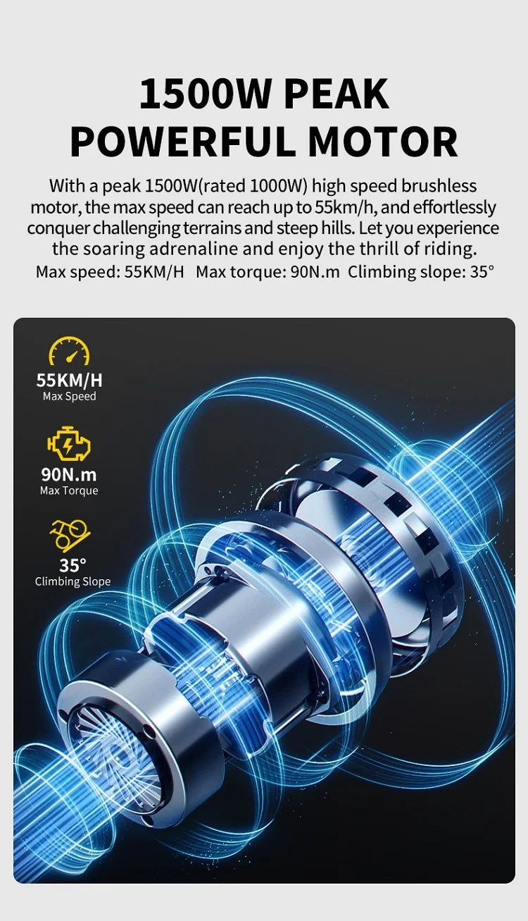 HAHOO H20 20 inches adult electric mountain bike 2000W brushless motor 48V 60Ah ebike dual suspension off road tyre bicycle