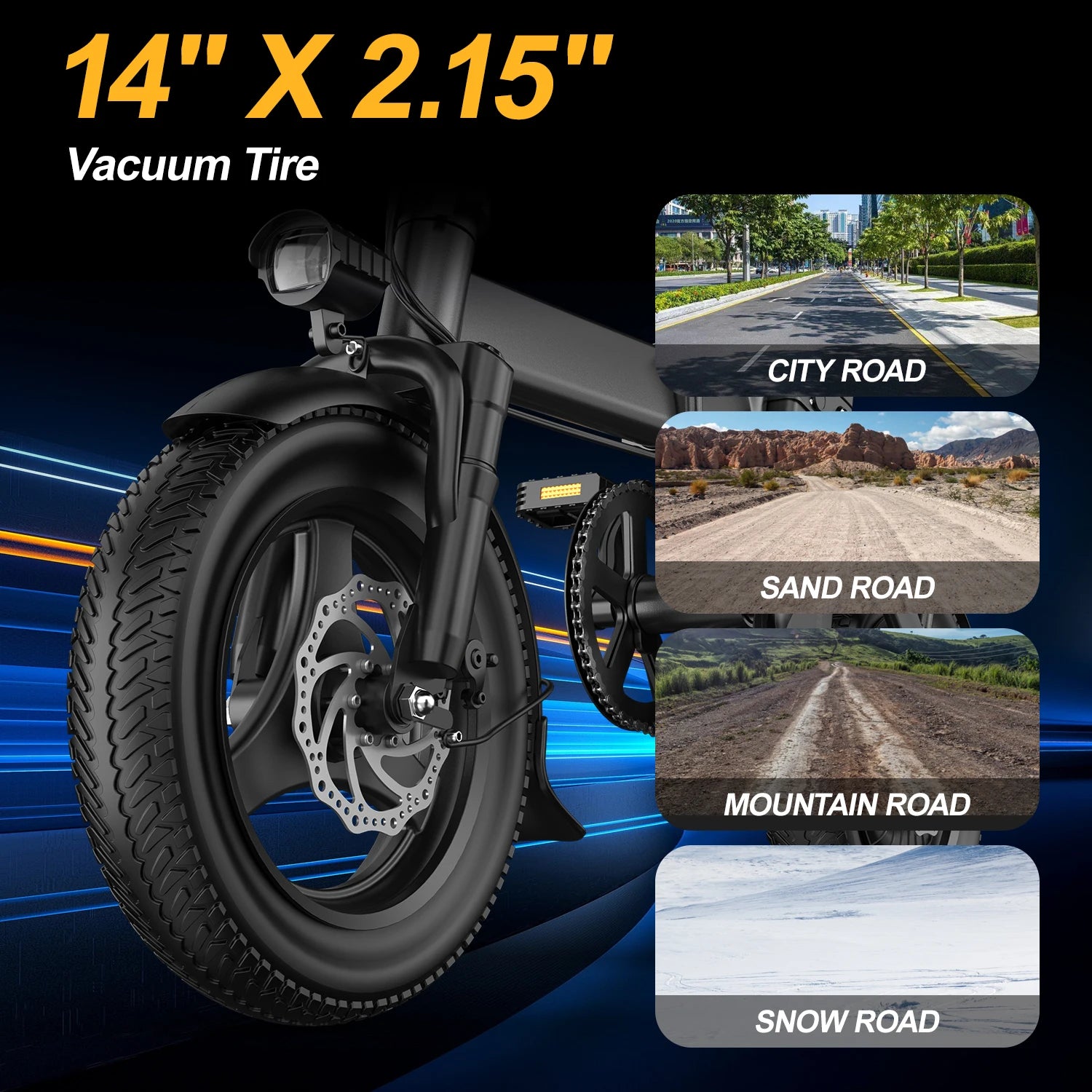 750W Foldable Electric Bike – 48V 15Ah Battery, 14-Inch Tires & LCD Display