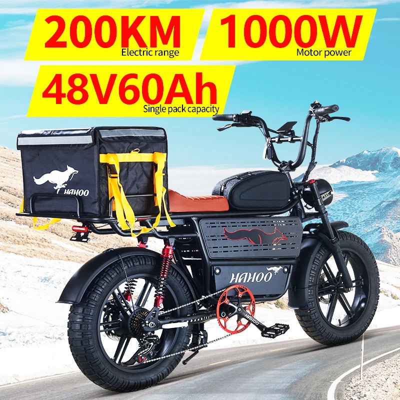HAHOO H20 20 inches adult electric mountain bike 2000W brushless motor 48V 60Ah ebike dual suspension off road tyre bicycle