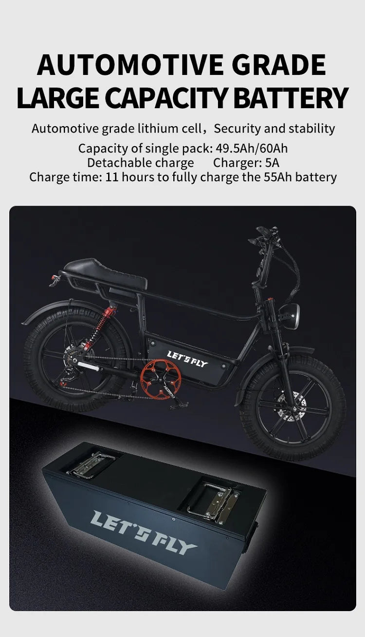 HAHOO H20 20 inches adult electric mountain bike 2000W brushless motor 48V 60Ah ebike dual suspension off road tyre bicycle