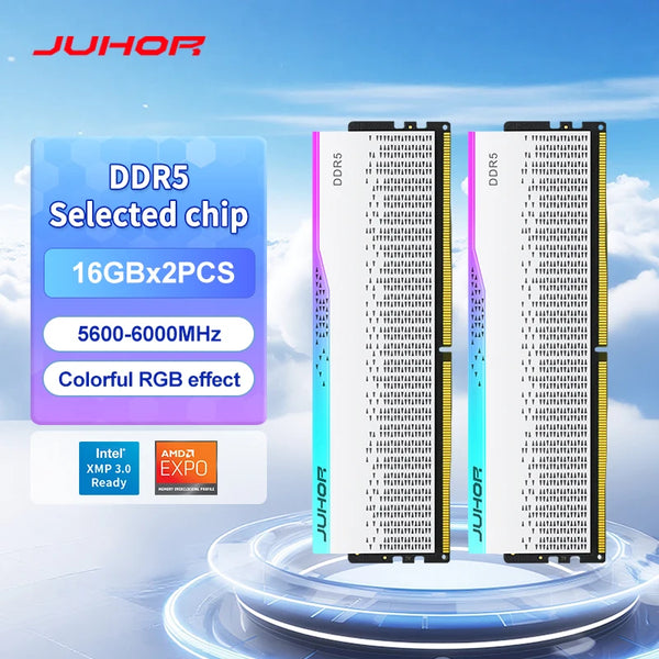 JUHOR Desktop Memory RGB DDR5 16GBX2 6000MHz 5600MHz  Dimm High speed Memoria Ram