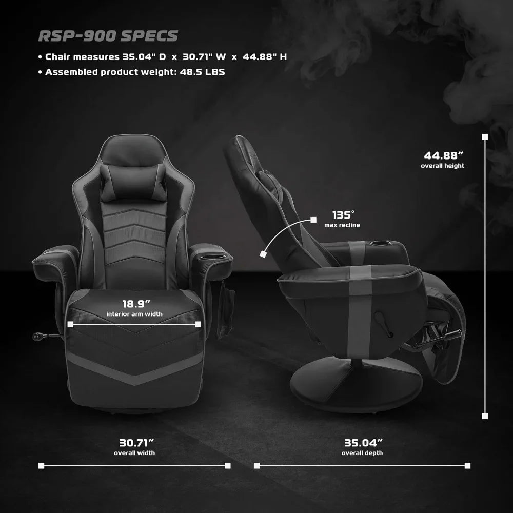 Gaming Recliner Chairs, Computer Recliner, Adjustable Leg Rest and Recline, Reclining Gaming Chair with Footrest