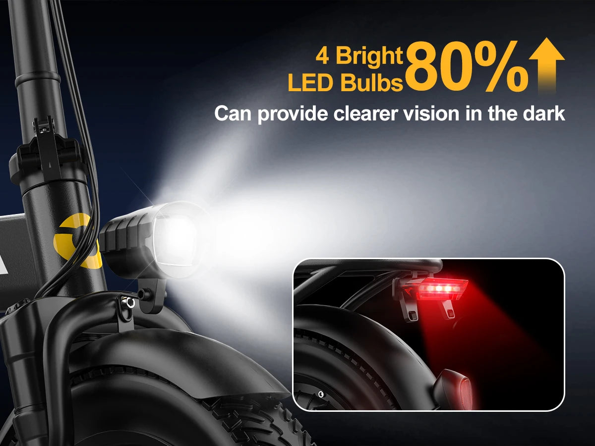 750W Foldable Electric Bike – 48V 15Ah Battery, 14-Inch Tires & LCD Display