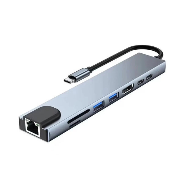 8in1 RJ45 100mbps USB c hub to Adapter Laptop Universal Computer Docking Station Splitter for pc USB c hub multiport Adapter fo