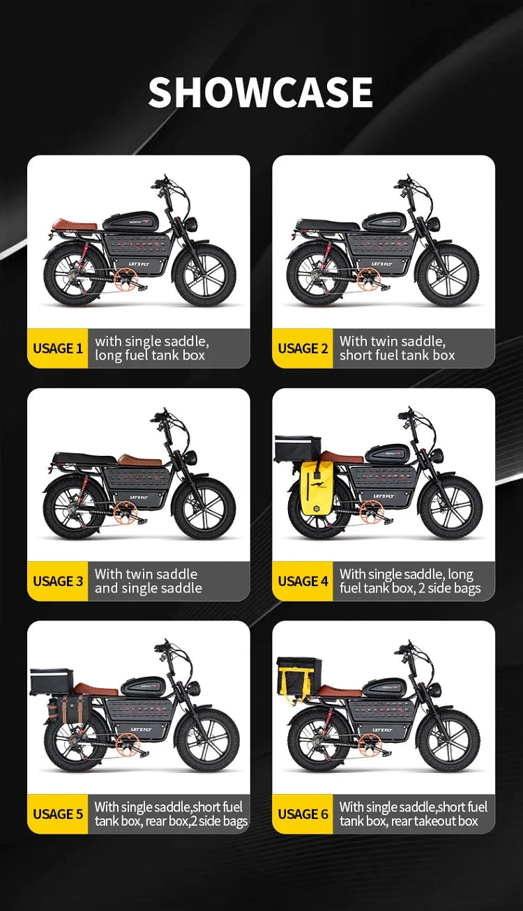 HAHOO H20 20 inches adult electric mountain bike 2000W brushless motor 48V 60Ah ebike dual suspension off road tyre bicycle