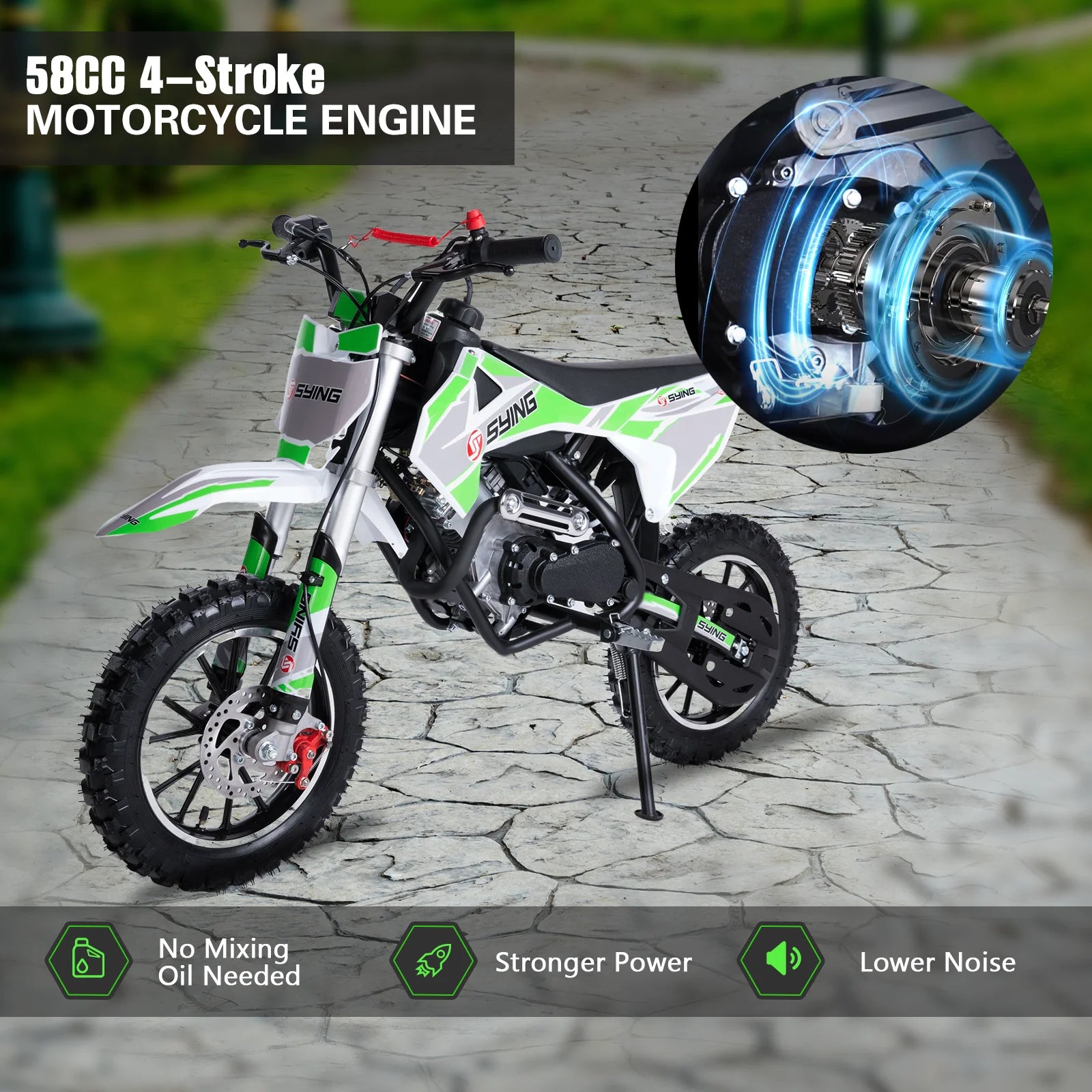 58CC Off-Road Mini Motorcycle for Kids 4-Stroke Pit Bikes Gas Powered Motorcycle Gift for Children Dirt Bike Pull Start