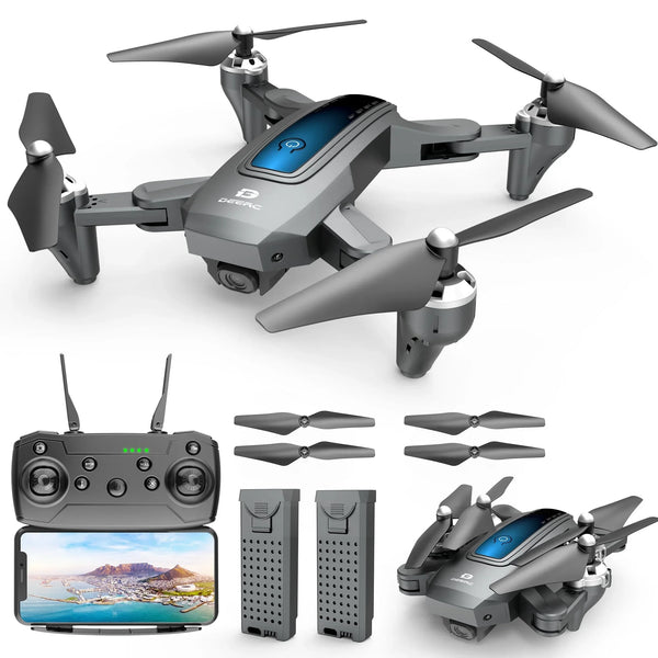 Deerc D10 Drone, 1080P FHD FPV, Gravity Control, Altitude Hold, Headless Mode, Waypoints, Case, 2 Batteries