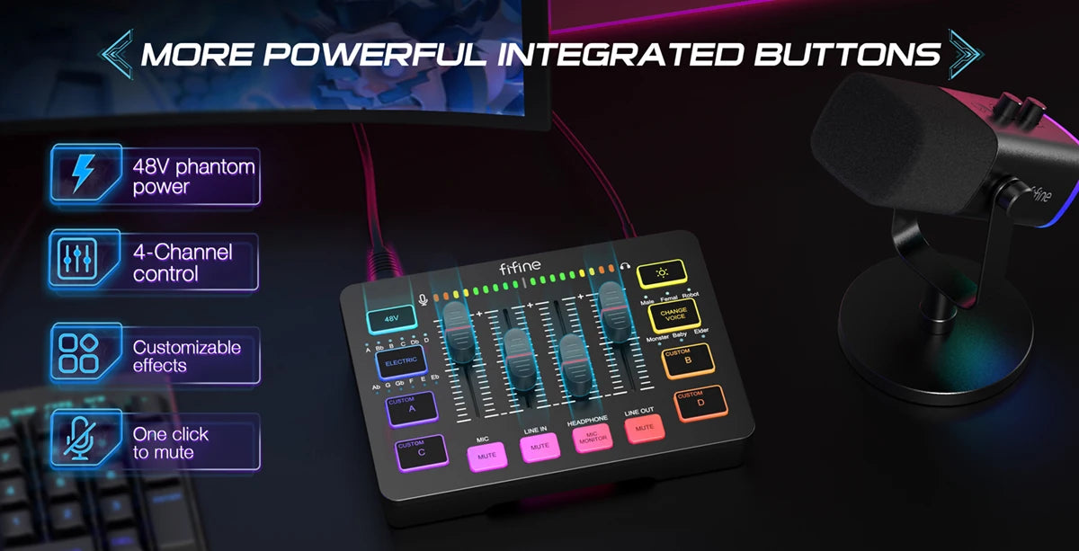 FIFINE Gaming Audio Set Microphone/Mixer/Headset for Streaming Podcasting,Podcast Set for Youtube/OBS/Tiktok/X/VK - AM8/H9/SC3