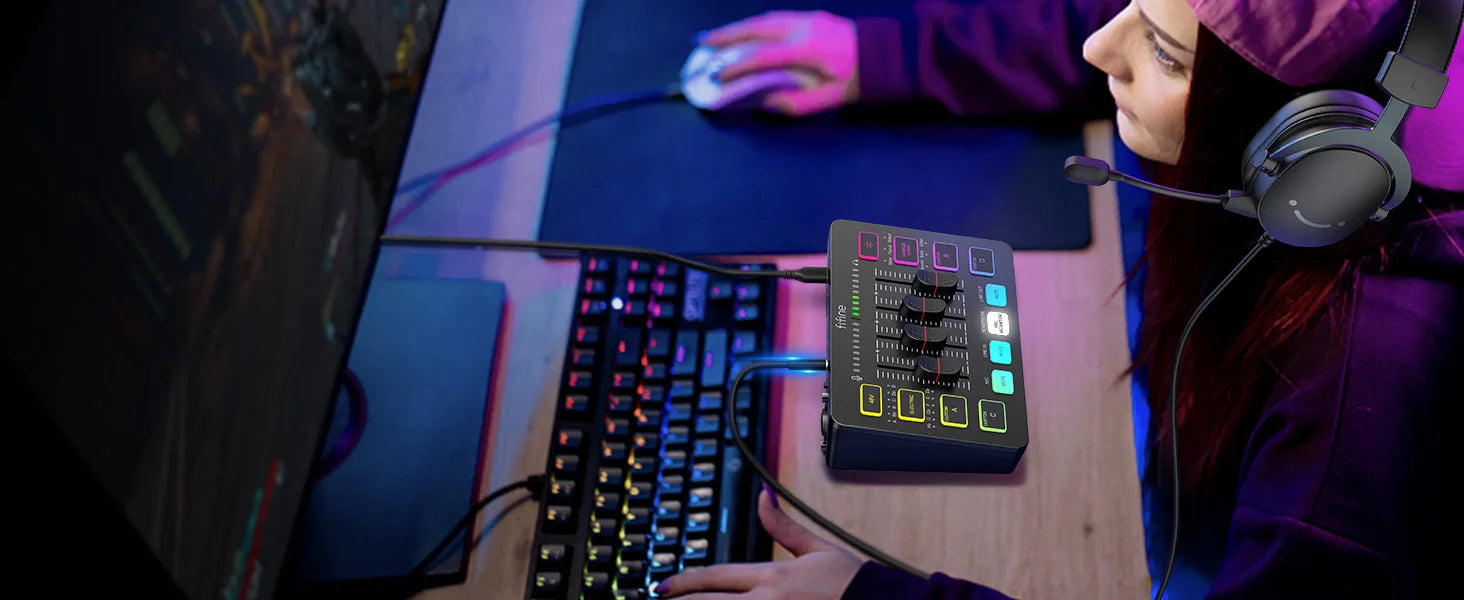 FIFINE Gaming Audio Set Microphone/Mixer/Headset for Streaming Podcasting,Podcast Set for Youtube/OBS/Tiktok/X/VK - AM8/H9/SC3