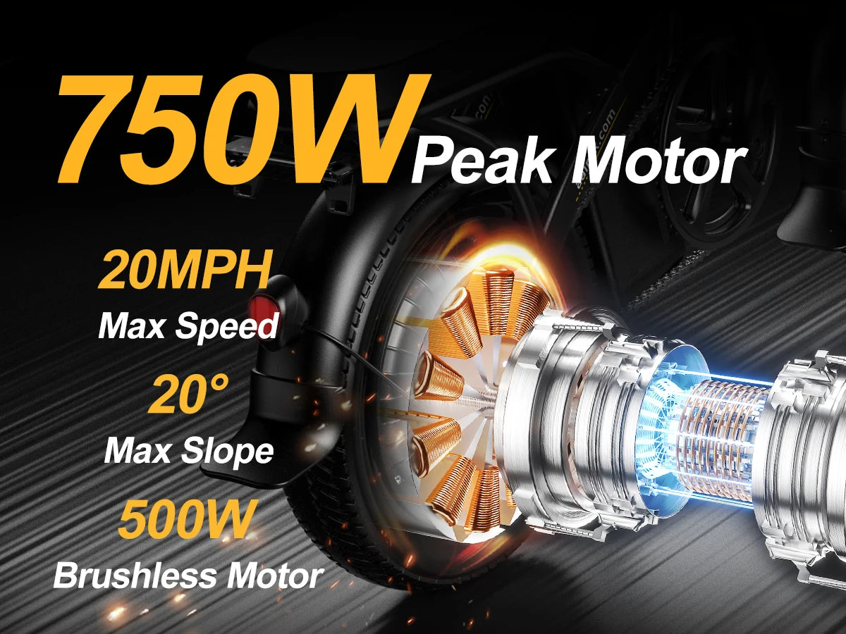 750W Foldable Electric Bike – 48V 15Ah Battery, 14-Inch Tires & LCD Display