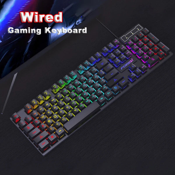 2025 Wired Office Gaming Keyboard RGB Backlight Luminous Mechanical Feel Keyboard For Laptop Computer PC Accessories