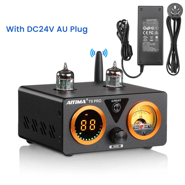 AIYIMA T9 PRO HiFi Bluetooth Tube Amplifier VU Meter Amplifier Stereo Power Amplificador USB DAC COAX OPT Home Audio Amp 100Wx2