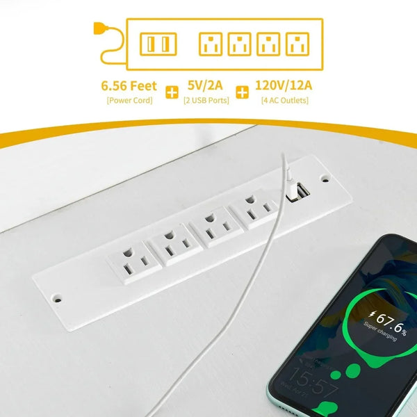 L-shaped desk with drawers, 55 "corner computer desk with bookshelf, power outlet and LED lights, family desk with storage shelf