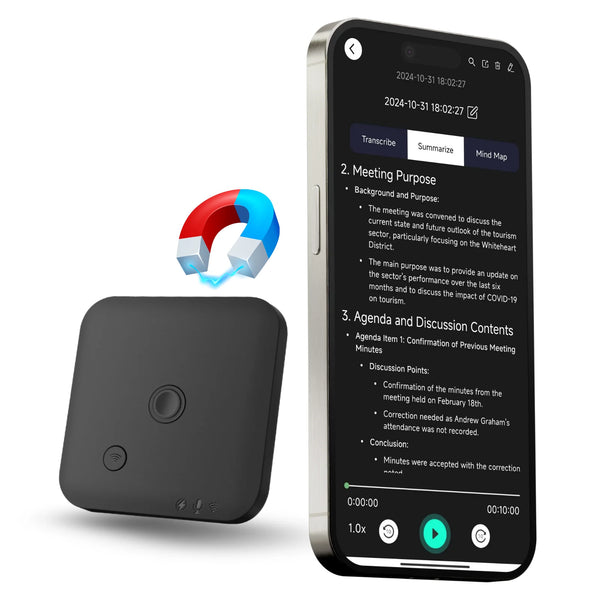 AI-Powered Voice Recorder and Call Recorder with Speech-to-Text & Summarization, Supports 100 Languages, 64GB Storage