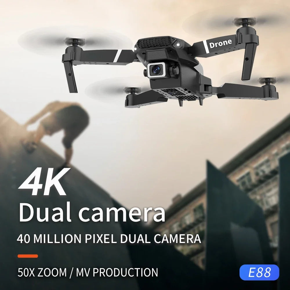 2025 New E88 Pro WIFI FPV Drone Wide Angle HD 4K 1080P Camera Height Hold RC Foldable Quadcopter Dron Helicopter Toys Gift