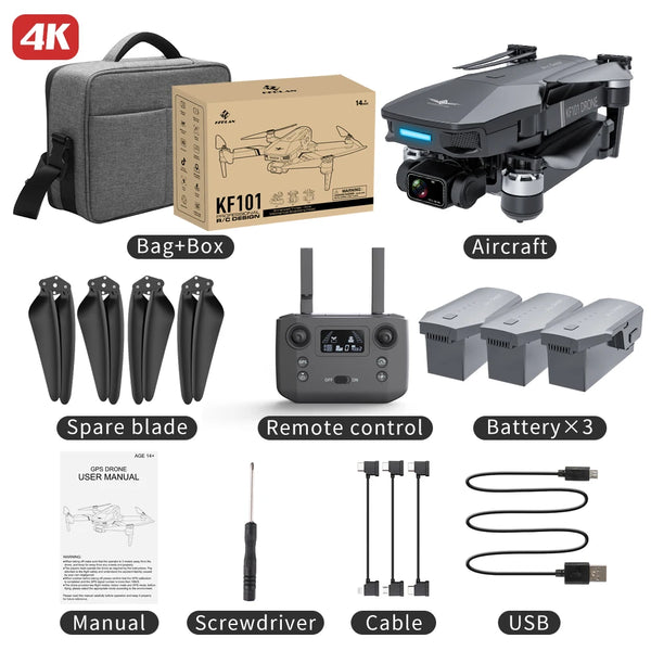 KF101 MAXS GPS Drone 4K Camera 3-Axis Gimbal Brushless Anti-Shake EIS HD Camera Drone 3KM Flight RC Drone Ship from US