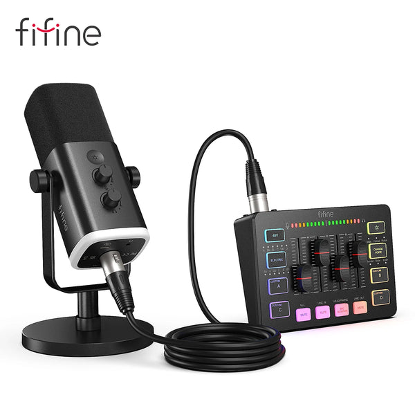 FIFINE Gaming Audio Set Microphone/Mixer/Headset for Streaming Podcasting,Podcast Set for Youtube/OBS/Tiktok/X/VK - AM8/H9/SC3