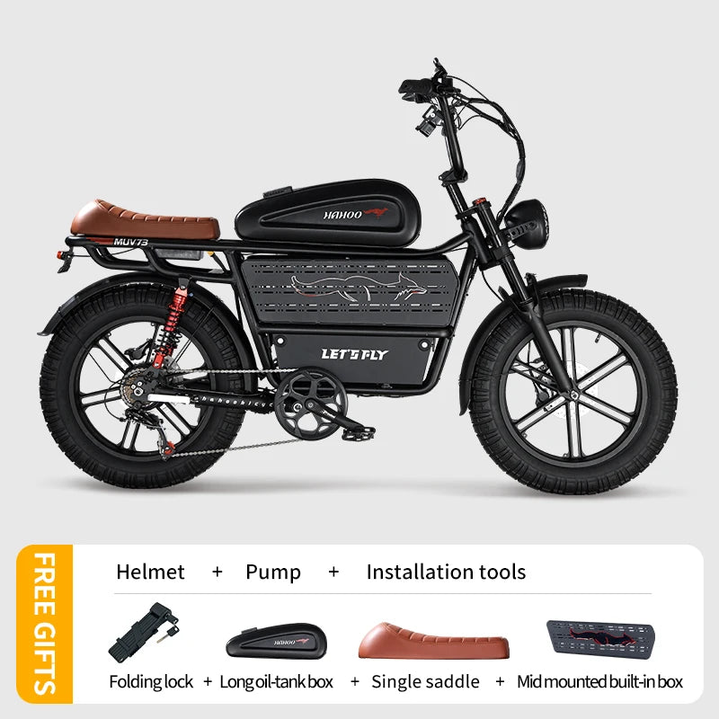 HAHOO H20 20 inches adult electric mountain bike 2000W brushless motor 48V 60Ah ebike dual suspension off road tyre bicycle