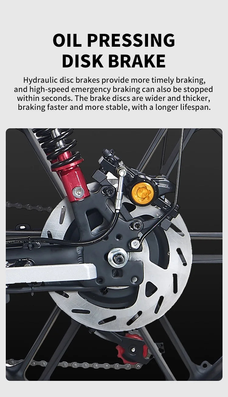 HAHOO H20 20 inches adult electric mountain bike 2000W brushless motor 48V 60Ah ebike dual suspension off road tyre bicycle