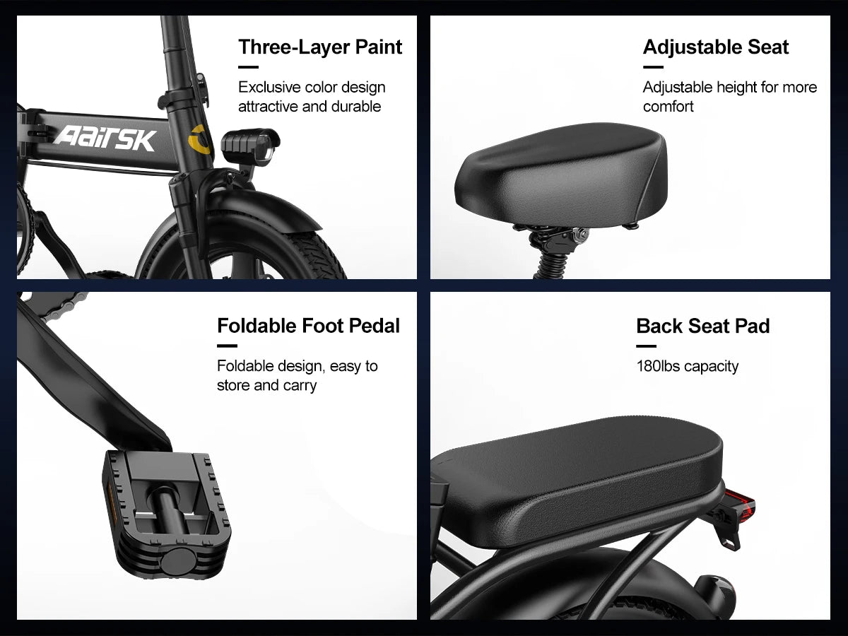 750W Foldable Electric Bike – 48V 15Ah Battery, 14-Inch Tires & LCD Display