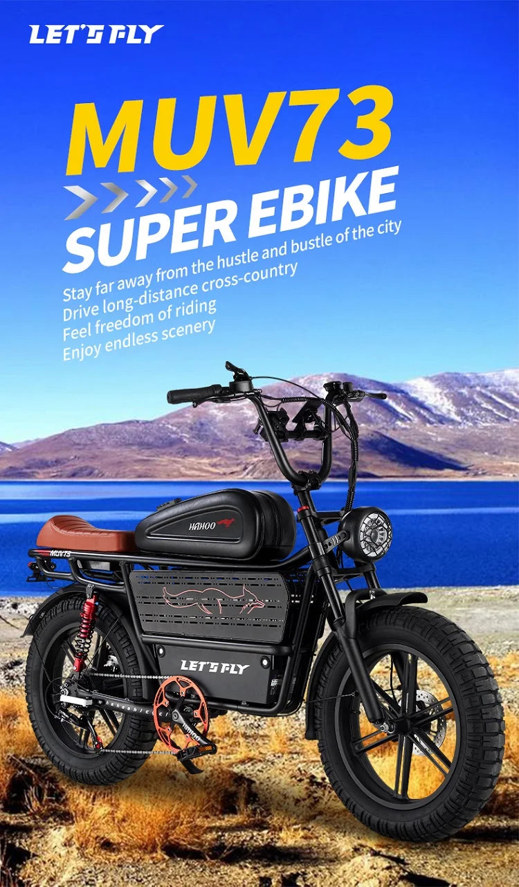 HAHOO H20 20 inches adult electric mountain bike 2000W brushless motor 48V 60Ah ebike dual suspension off road tyre bicycle