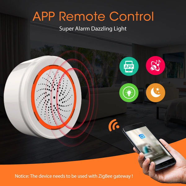 Sound Light Sensor Smart Alarm Siren 90dB Siren Sound Light Alarm App Remote Control Home Security Protection System