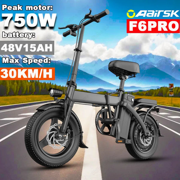 750W Foldable Electric Bike – 48V 15Ah Battery, 14-Inch Tires & LCD Display