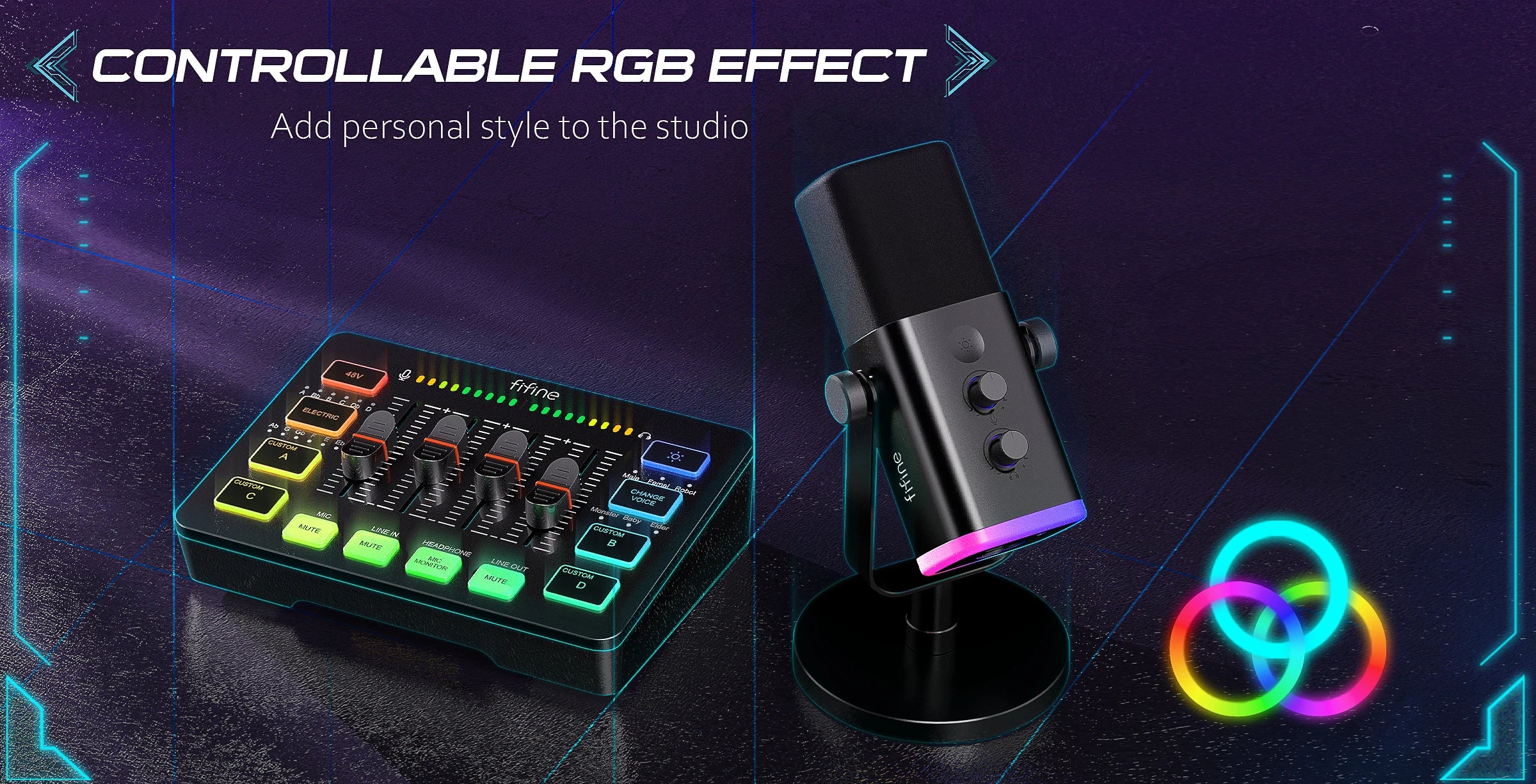 FIFINE Gaming Audio Set Microphone/Mixer/Headset for Streaming Podcasting,Podcast Set for Youtube/OBS/Tiktok/X/VK - AM8/H9/SC3