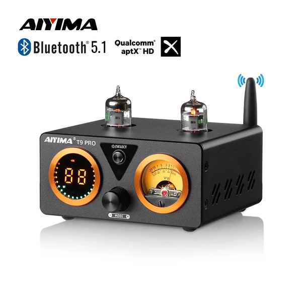 AIYIMA T9 PRO HiFi Bluetooth Tube Amplifier VU Meter Amplifier Stereo Power Amplificador USB DAC COAX OPT Home Audio Amp 100Wx2