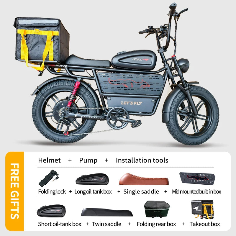 HAHOO H20 20 inches adult electric mountain bike 2000W brushless motor 48V 60Ah ebike dual suspension off road tyre bicycle